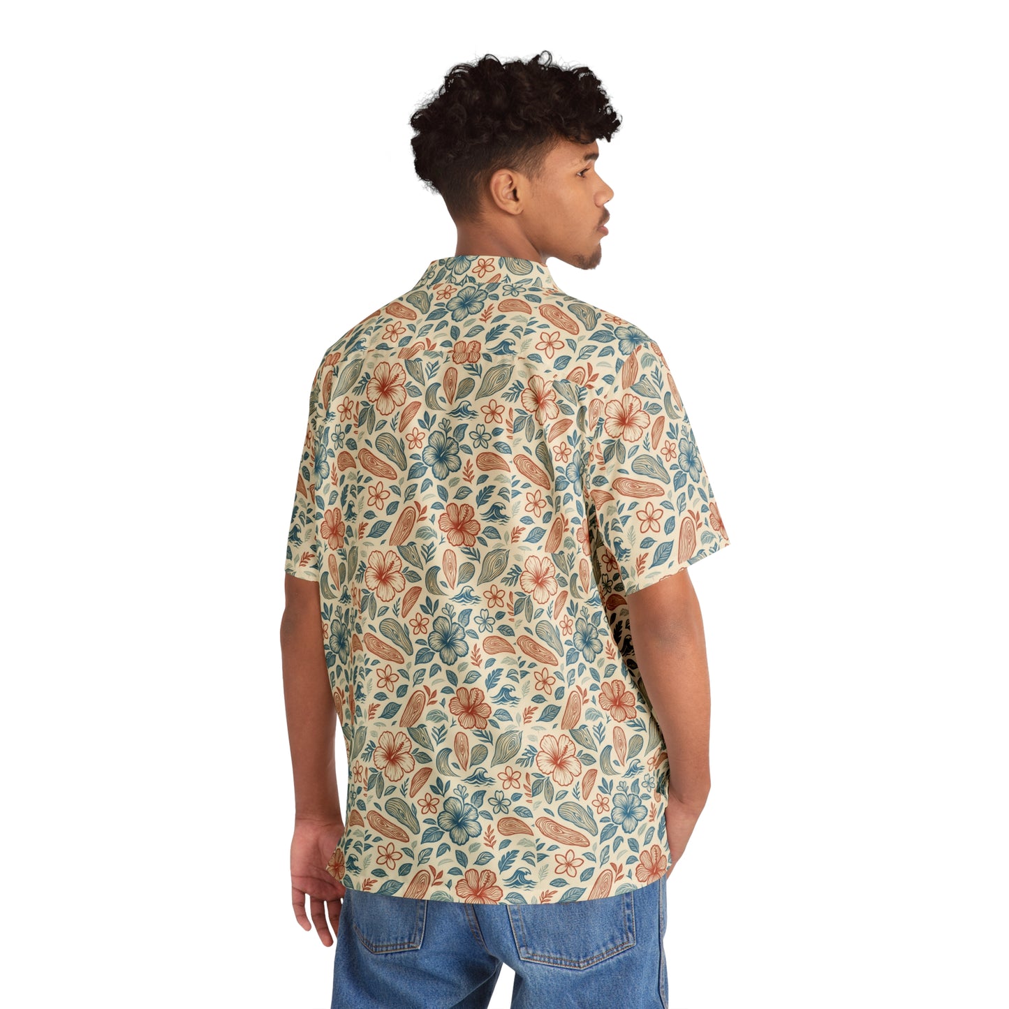 Men's Floral Hawaiian Shirt — Vintage Pastel Tropical Aloha Print