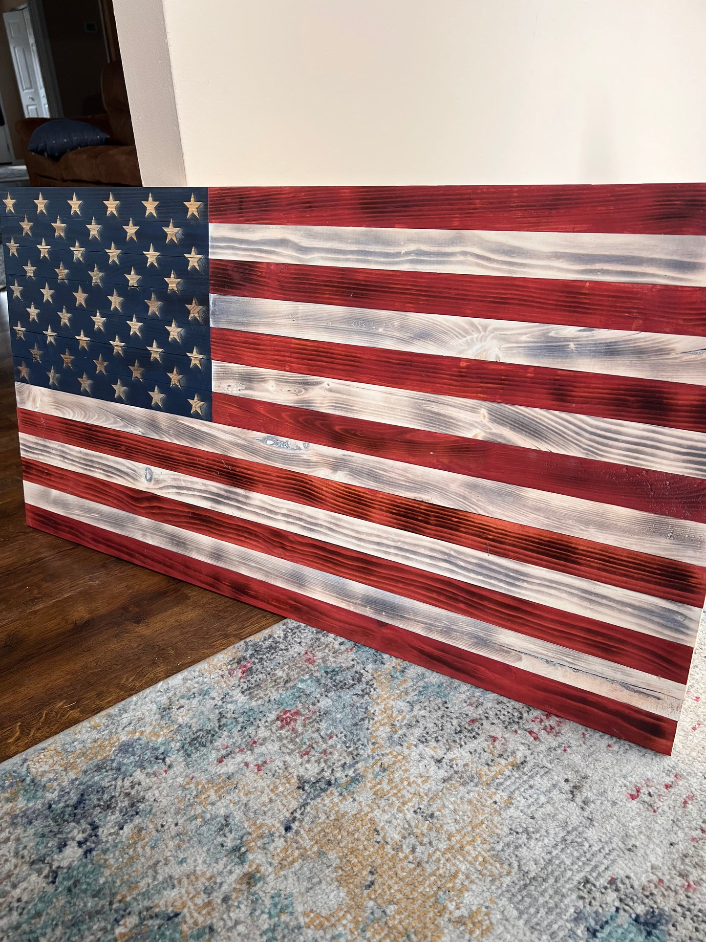 Handcrafted Wooden American Flag