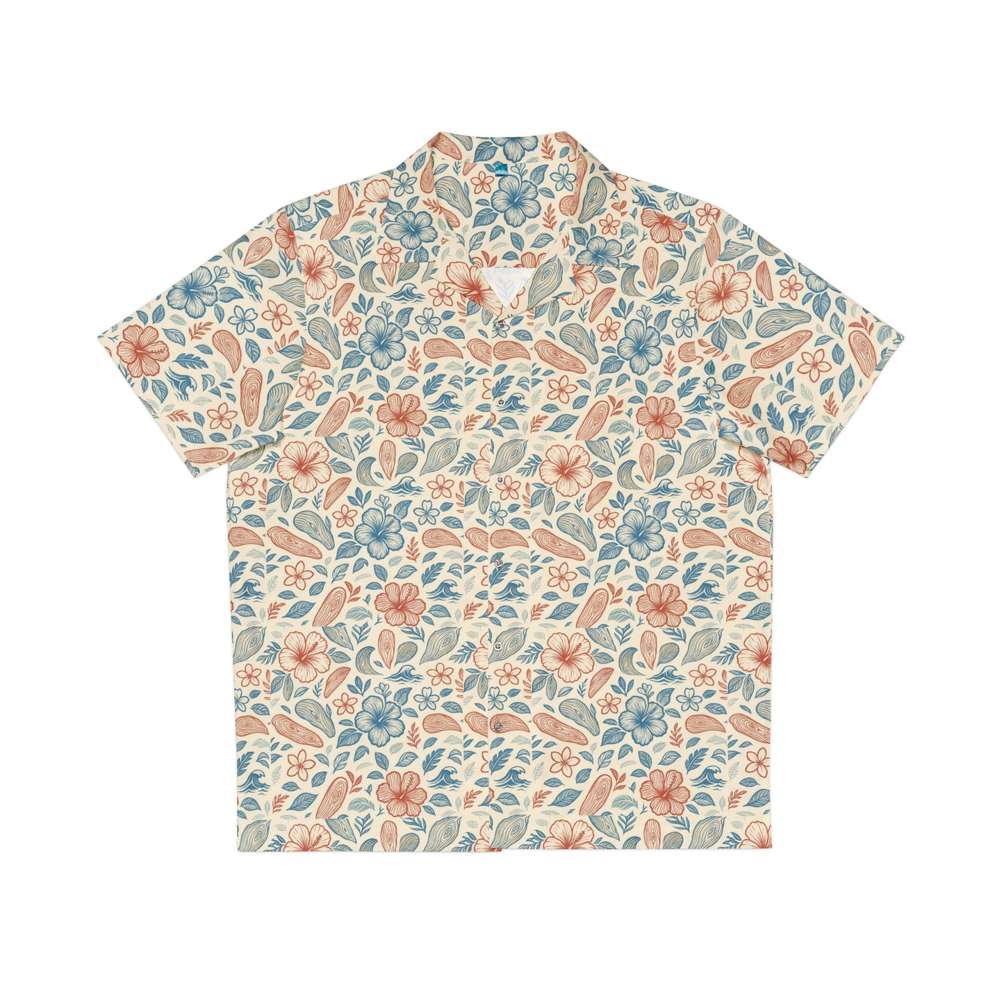 Men's Floral Hawaiian Shirt — Vintage Pastel Tropical Aloha Print