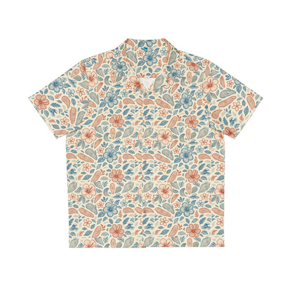 Men's Floral Hawaiian Shirt — Vintage Pastel Tropical Aloha Print