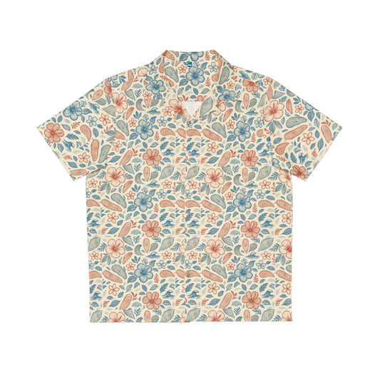 Men's Floral Hawaiian Shirt — Vintage Pastel Tropical Aloha Print