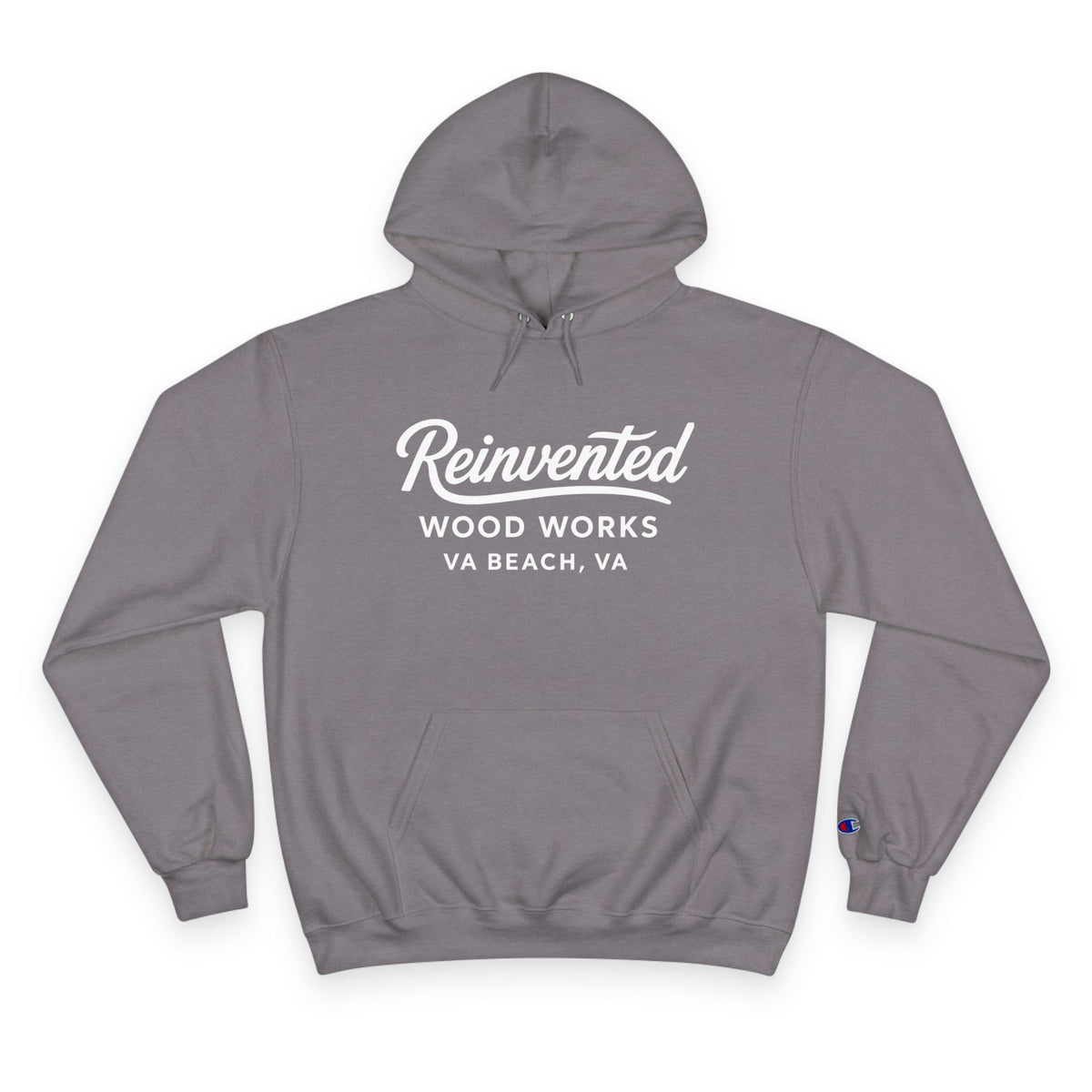 Reinvented Wood Works VA Beach Hoodie — Champion-Style Pullover