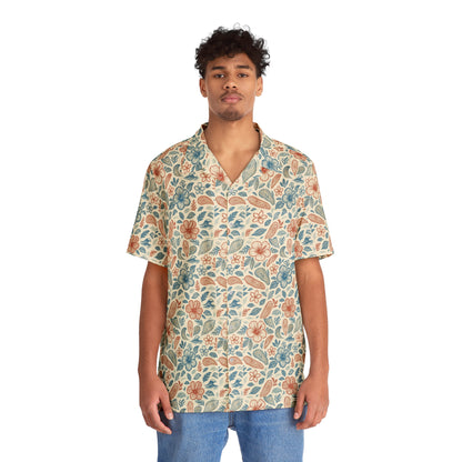 Men's Floral Hawaiian Shirt — Vintage Pastel Tropical Aloha Print