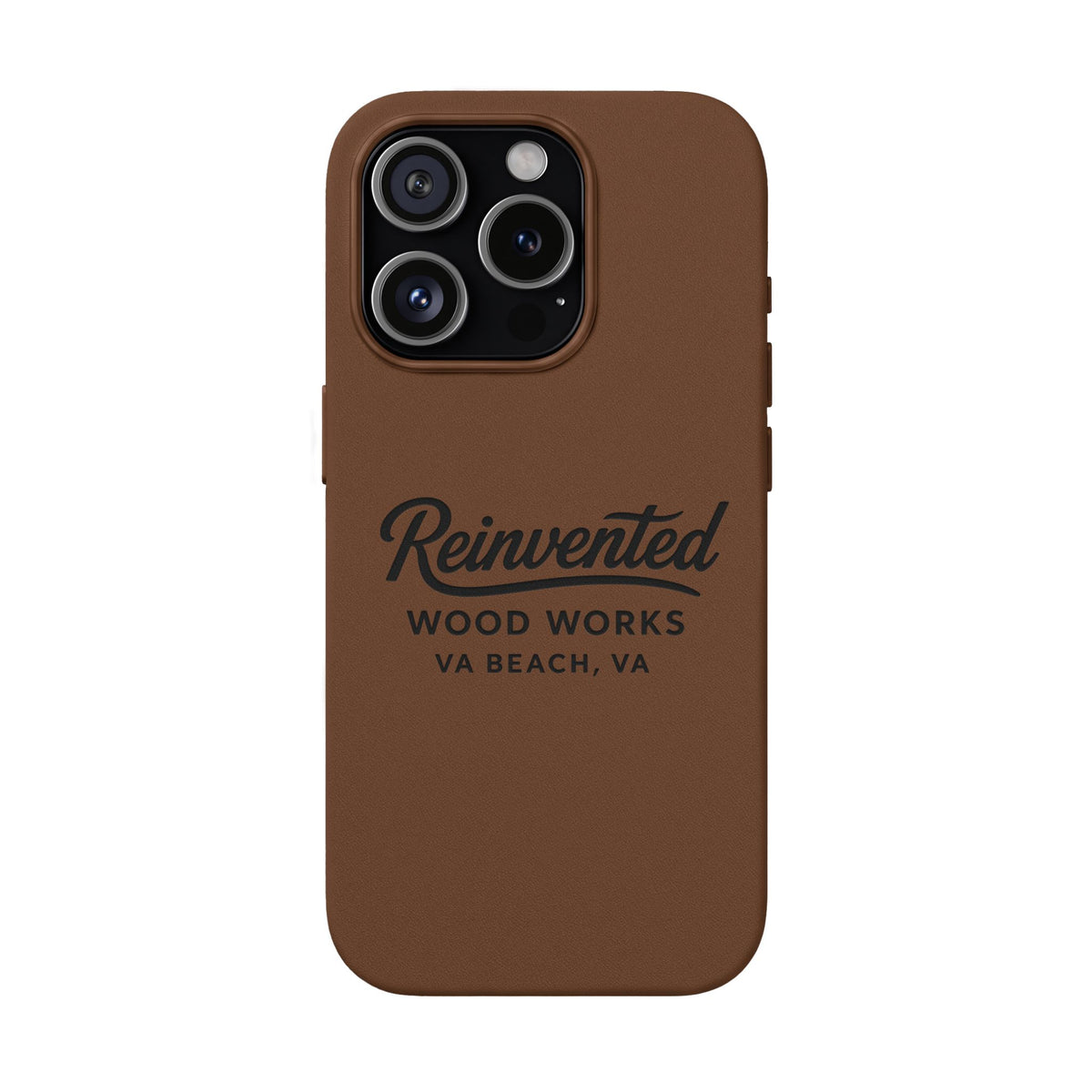 Engraved PU Leather Phone Case — Reinvented Wood Works VA Beach Custom Phone Cover