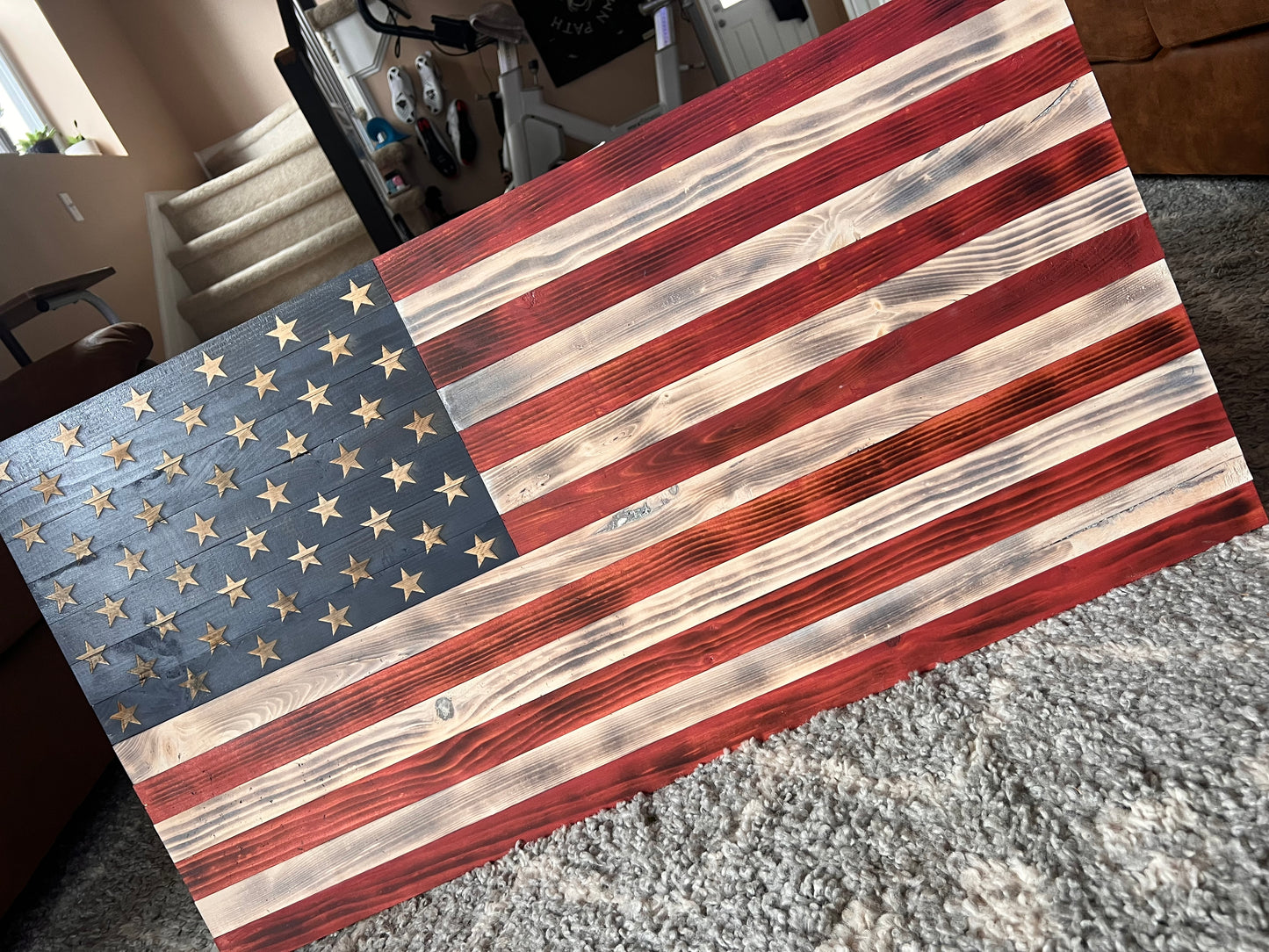 Handcrafted Wooden American Flag