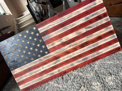 Handcrafted Wooden American Flag