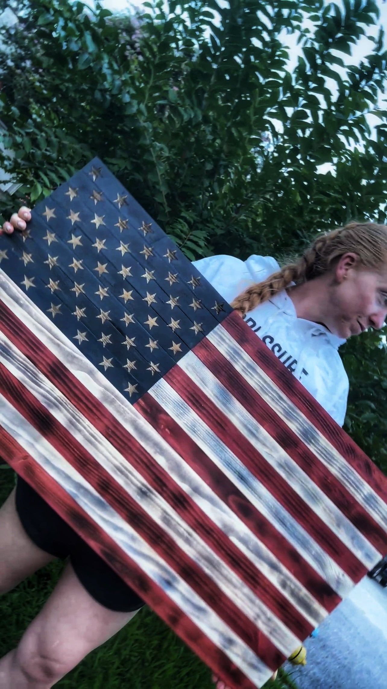 Handcrafted Wooden American Flag